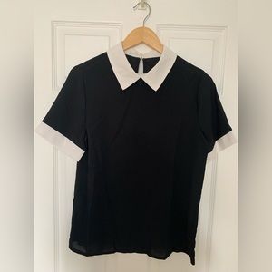 SHEIN - black dress top with white collar